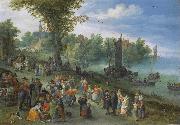 People dancing on a river bank Jan Brueghel